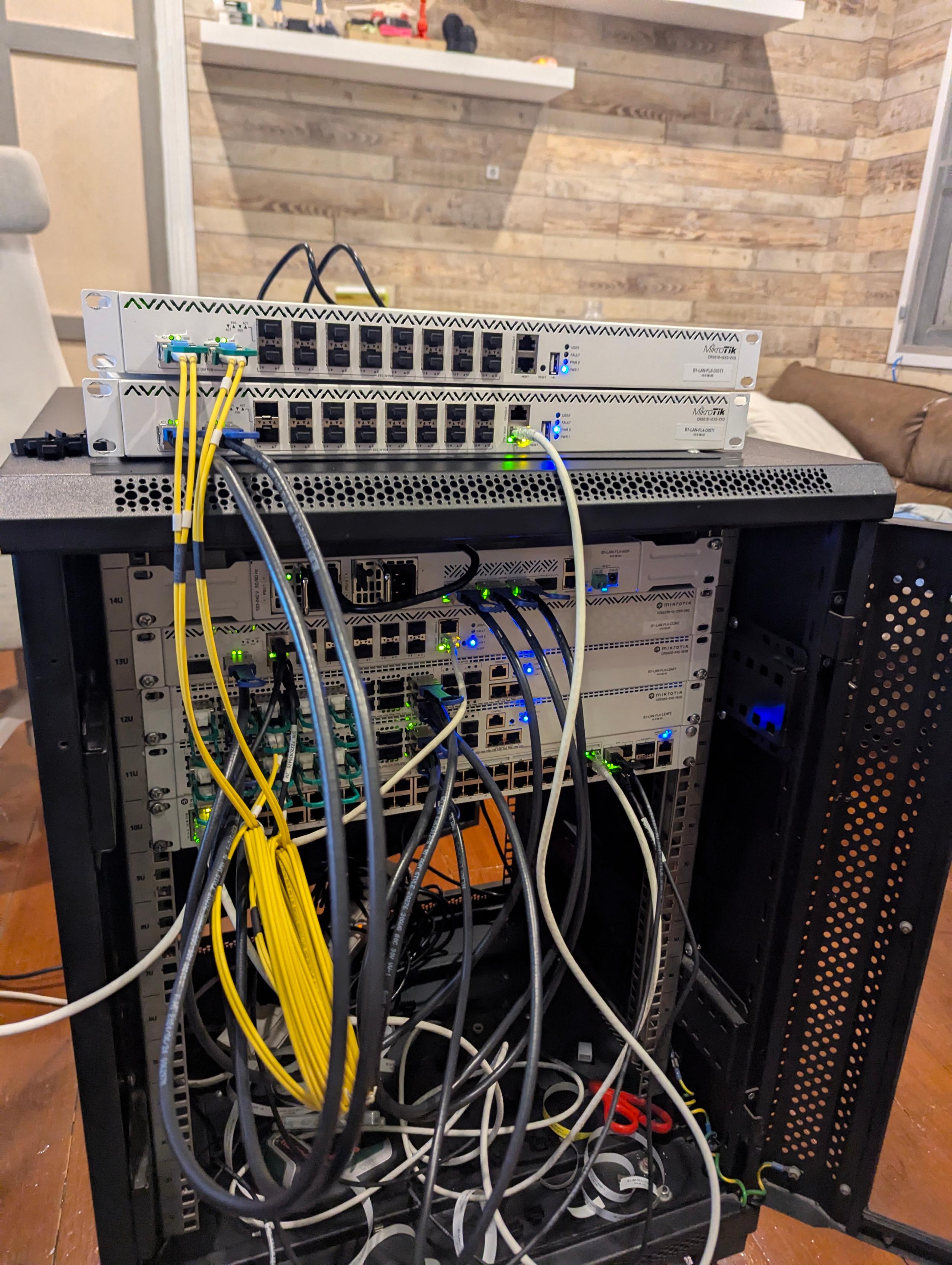 Switch configuration and testing at office with fiber and ethernet interconnects